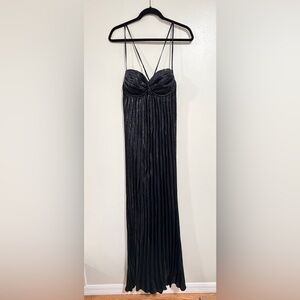 NWT LULUS Brilliant Allure Pleated Maxi Dress Women's Size XL Black Prom Dance